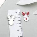 Christmas reindeer alloy charm with red and white enamel finish for DIY jewelry - White Enamel Christmas Elk Head-19642