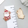 Christmas Santa Claus alloy pendant with red enamel finish and golden textured back - Red Santa Claus (19680)
