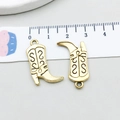 Antique gold alloy cowboy boot pendant for DIY jewelry making with floral engraving - Cowboy Boot Style (19227) / 25x15mm