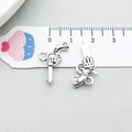 Antique silver western revolver charm set with vintage finish for DIY jewelry - Pistol Shape (14031)