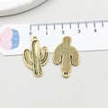 Antique gold cactus pendants in two textured styles with ruler for size reference - Cactus Style (19228) / 26x16mm