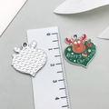 Colgante corazón navideño esmaltado con reno para joyería DIY y Merry Christmas - Alce de Corazón de Navidad de Esmalte Verde-19660