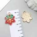 Christmas enamel alloy charms with red snowflake and green bow for DIY jewelry making - Red Christmas Bow Snowflake (19682)