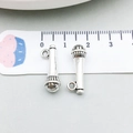 Silver microphone pendant charm for DIY jewelry making with ruler scale reference - Antique Silver Mic (18930) / 21*7mm