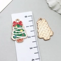 Christmas tree alloy oil drop charm with double-sided design and size reference - Green Christmas Tree (19683)