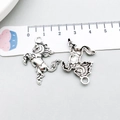Antique silver horse pendant in jumping pose for DIY western jewelry making - Horse Shape (18647)