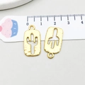 Golden cactus pendant charm for DIY jewelry making with 2.5cm height and top loop - Cactus Style (19242) / 23x12mm