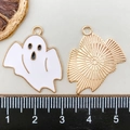 Pendentifs fantôme d'Halloween en alliage émaillé blanc pour création bijoux - Fantôme Blanc Petit (15126)