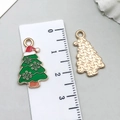 Christmas tree charm with red hat and green enamel, front and back view with ruler - Green Christmas Tree (19686)