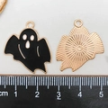 Pendentif fantôme d'Halloween en émail noir pour bijoux DIY et accessoires de mode - Fantôme Noir Petit (15127)