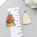 Christmas deer alloy enamel pendant with brown reindeer and green gift box for DIY jewelry - Brown Christmas Reindeer (19687)