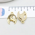Antique gold horse head horseshoe pendant charm for DIY jewelry with size scale - Horseshoe Style (19247) / 20x15mm