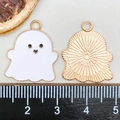 Pendentif fantôme d'Halloween blanc avec bouche en cœur et dos doré pour bijoux DIY - Fantôme Blanc Mini (15128)
