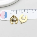 Golden horseshoe lucky charm with GOOD LUCK engraving for DIY jewelry making - Horseshoe Style (19248) / 17x14mm