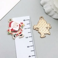 Christmas Santa Claus enamel charm in gold alloy for DIY jewelry bracelets and necklaces - Red Skiing Santa (19689)