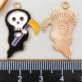 Pendentif d'Halloween faucheuse en alliage émaillé pour la fabrication de bijoux DIY - Monstre Fantôme Noir (15131)