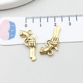 Pair of vintage gold alloy pistol charms for DIY jewelry making with realistic textures - Handgun Style (19252) / 11x21mm