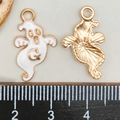 Pendentif fantôme d'Halloween en émail blanc avec lettre G dorée pour bijoux DIY - Fantôme Lettre G Blanc (15133)