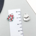 Ciondolo pacchetto regalo di Natale in smalto con fiocco rosso per gioielli fai da te - Scatola Regalo Natalizia in Smalto Verde 13*10mm (19653)