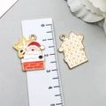 Santa in chimney Christmas enamel charm with golden textured back for DIY jewelry - Yellow Star Santa (19693)