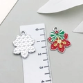 Colgante navideño de esmalte con lazo verde y copo de nieve dorado para joyería DIY - Copo de Nieve con Lazo de Esmalte Rojo-19673