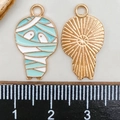 Pendentif momie Halloween en émail et alliage pour création de bijoux DIY - Momie Bleu Lac (15134)
