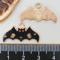 Ensemble pendentifs chauve-souris Halloween en alliage doré avec motifs fantômes noirs - Chauve-souris Noire (15388)