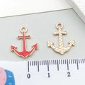 Red enamel gold-plated anchor charm pendant for DIY bracelets and necklaces, 20mm size - Red Enamel Anchor Style (21143)