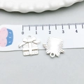 Colgante de caja de regalo en plata brillante con lazo para pulsera y collar artesanal - Estilo de Regalo de Navidad (20029)