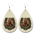 Vintage western cowgirl style horseshoe teardrop PU leather earrings with leopard print - Horseshoe Cowboy Girl Back (8)