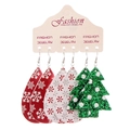 Three-pair Christmas earring set with snowflake faux leather teardrops and tree shapes - Christmas Snowflake Set (Style 2)