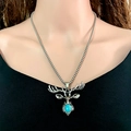 Vintage Silberne Elch-Halskette mit tropfenförmigem blauem Türkisstein für Damen - Elch-Stil (1)
