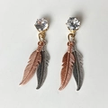 Orecchini pendenti vintage a piuma con zircone e finiture bicolore argento e oro rosa - Stile Bicolore Oro Rosa e Argento Antico (3)