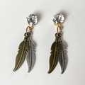 Orecchini pendenti a piuma vintage western con zircone in finitura argento e bronzo - Stile Vintage Oro Argento e Bronzo (4)