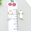 White enamel cat pendant charm in gold finish for DIY jewelry with size reference - White Back View Cat (9926) / 1 Piece (11x22mm) / White