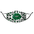 Three-layer cotton face mask with green glitter lips and cheetah print on white fabric - Green Leopard Lips Pattern (3)