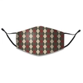 Dettaglio della maschera in cotone con motivo a rombi e passanti per orecchie regolabili - Taglia unica / Motivo Argyle Britannico