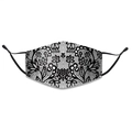 Mascarilla de moda en algodón de tres capas con patrón de encaje blanco y negro y lazos ajustables - Talla única / Patrón Negro (2)