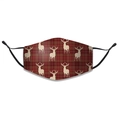 Dettaglio della maschera natalizia scozzese rossa e verde con renne e cinturini regolabili - Taglia unica / Quadri Rosso Verde Con Motivo Renna