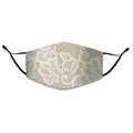 Detalle de mascarilla de algodón beige con encaje floral y cordones elásticos ajustables - Talla única / Patrón Albaricoque (1)