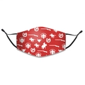 Detail of red Christmas face mask with white western sheriff motifs and adjustable ear loops - One Size / Western Sheriff Style (5)