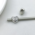 Antique silver wing heart charm with large hole for DIY bracelets and necklaces - Heart Wings Style (8889) / 1 Piece/Pack (12*12mm) / Antique Silver