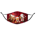 Detail van kerstmasker van katoen met verstelbare oorlussen en rood geruit patroon - Eén maat / Geruite Boerderijdieren Stijl (2)
