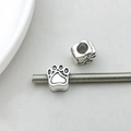 Antique silver animal paw print charm bead with large hole for DIY bracelets - Paw Print Style (10101) / 1 Piece (11*11mm) / Antique Silver