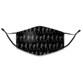 Maschera di Halloween in cotone a tre strati con stampa teschio e lacci regolabili - Stile Teschi Danzanti Nero Bianco (7)