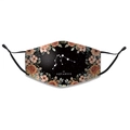Detail of Aquarius constellation print on black floral cotton face mask with adjustable ear loops - Aquarius