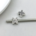 Vintage silver four-leaf flower charm beads with dotted texture for DIY jewelry making - Four Leaf Clover Style (10103) / 1 Piece/Pack (14*14mm) / Antique Silver