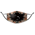 Detail of Aries zodiac printed cotton face mask with adjustable ear loops and floral border - Aries