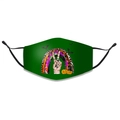 Detail of Halloween face mask with leopard rainbow and pumpkin print on green fabric - Dark Green Halloween Pumpkin Rainbow Style (4)