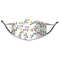 Detail of 3-layer Christmas face mask featuring colorful string lights and adjustable ear loops - One Size / Colorful Festive Lights (5)